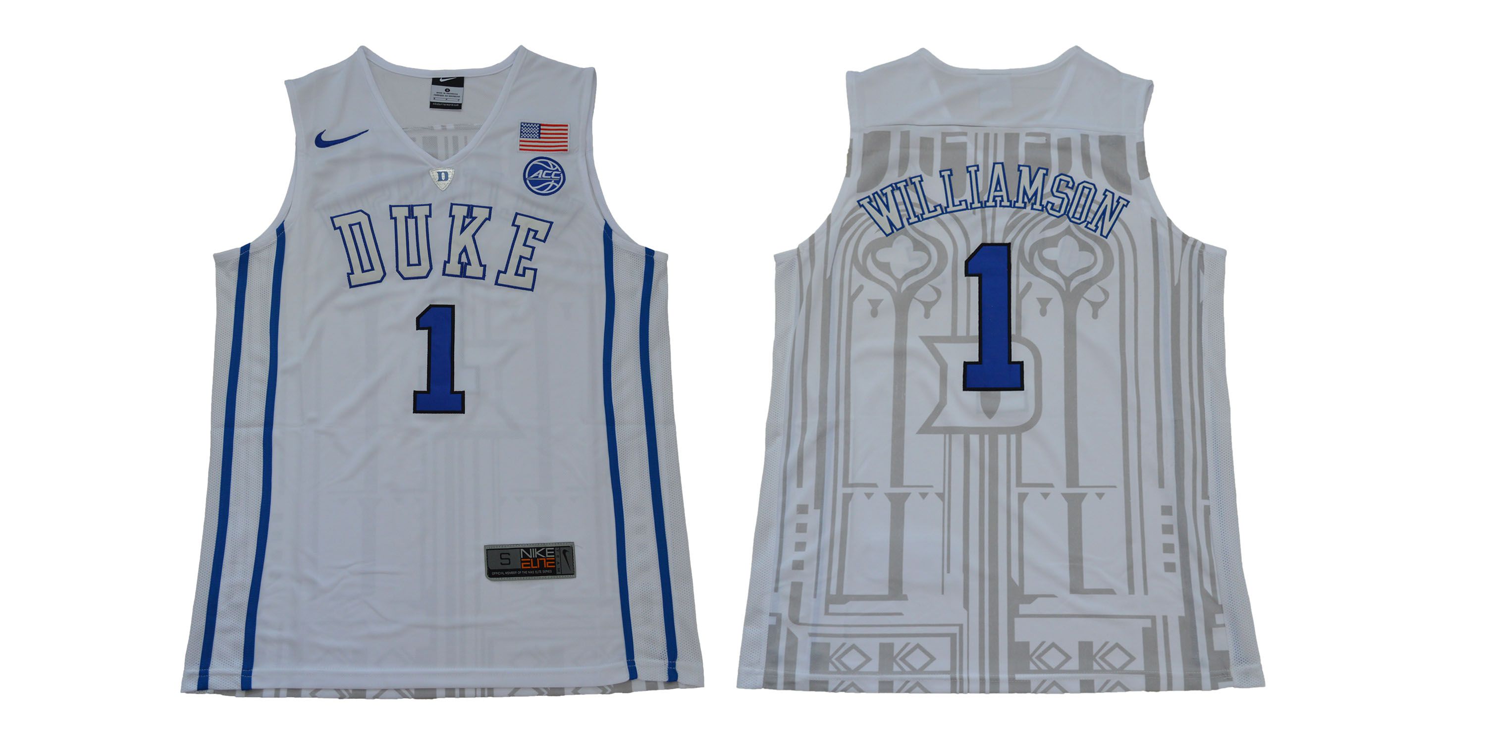 Men Duke Blue Devils #1 Williamson White NBA NCAA Jerseys->ncaa teams->NCAA Jersey